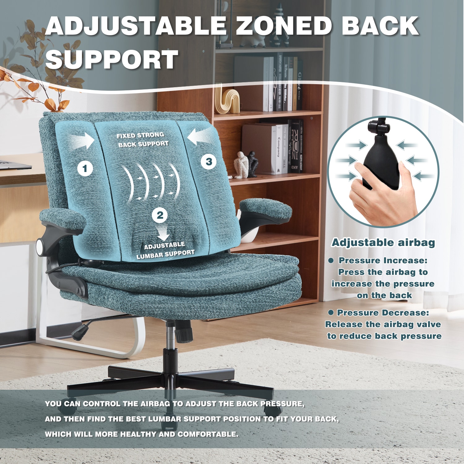 Ergonomic Office Chair With Airbag Lumbar Support And Flip Armrests_voghion.com